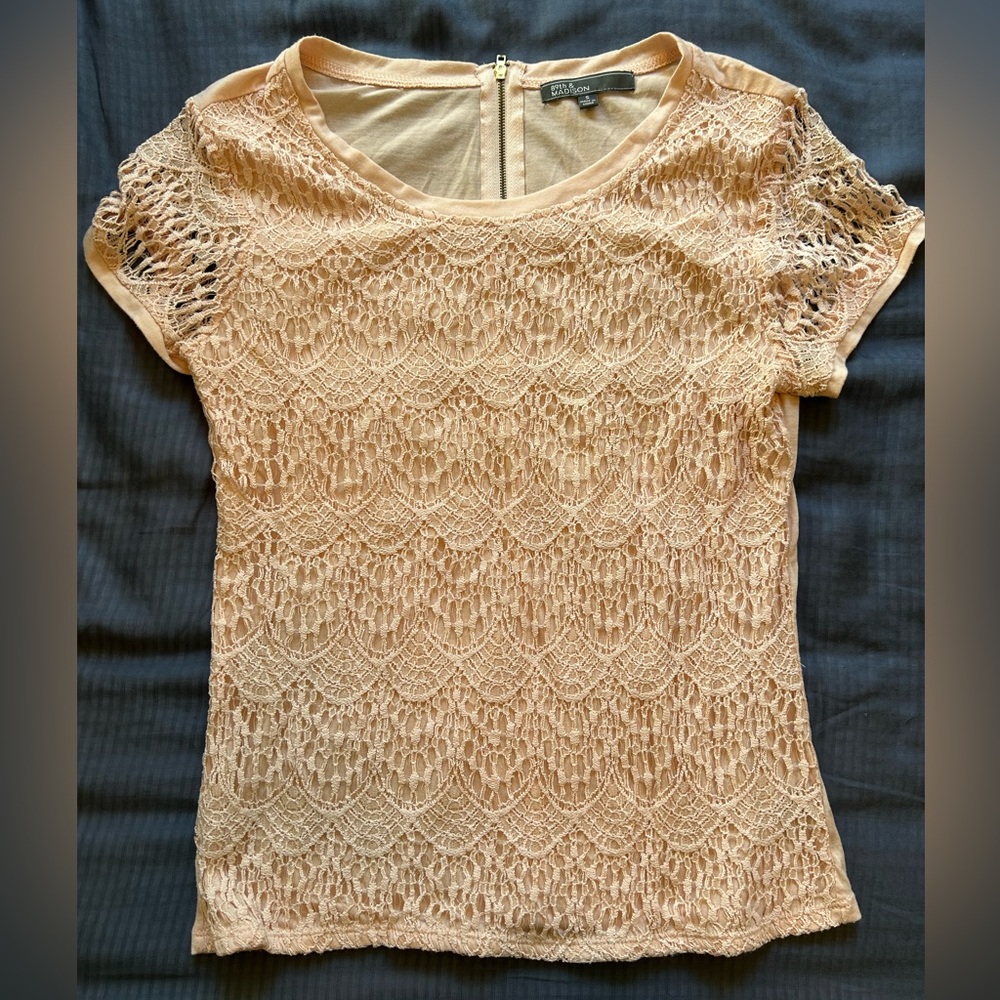 Vintage 89th & Madison Lace Blouse - pale Pink